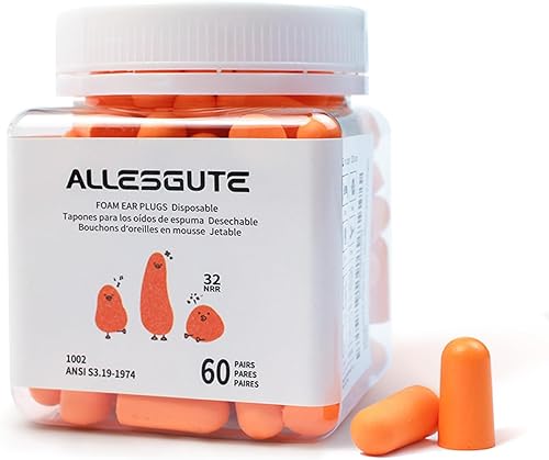 Allesgute Tapones para los oídos para cancelación de ruido para dormir, protección auditiva en espuma de poliuretano suave para ronquidos, tapones