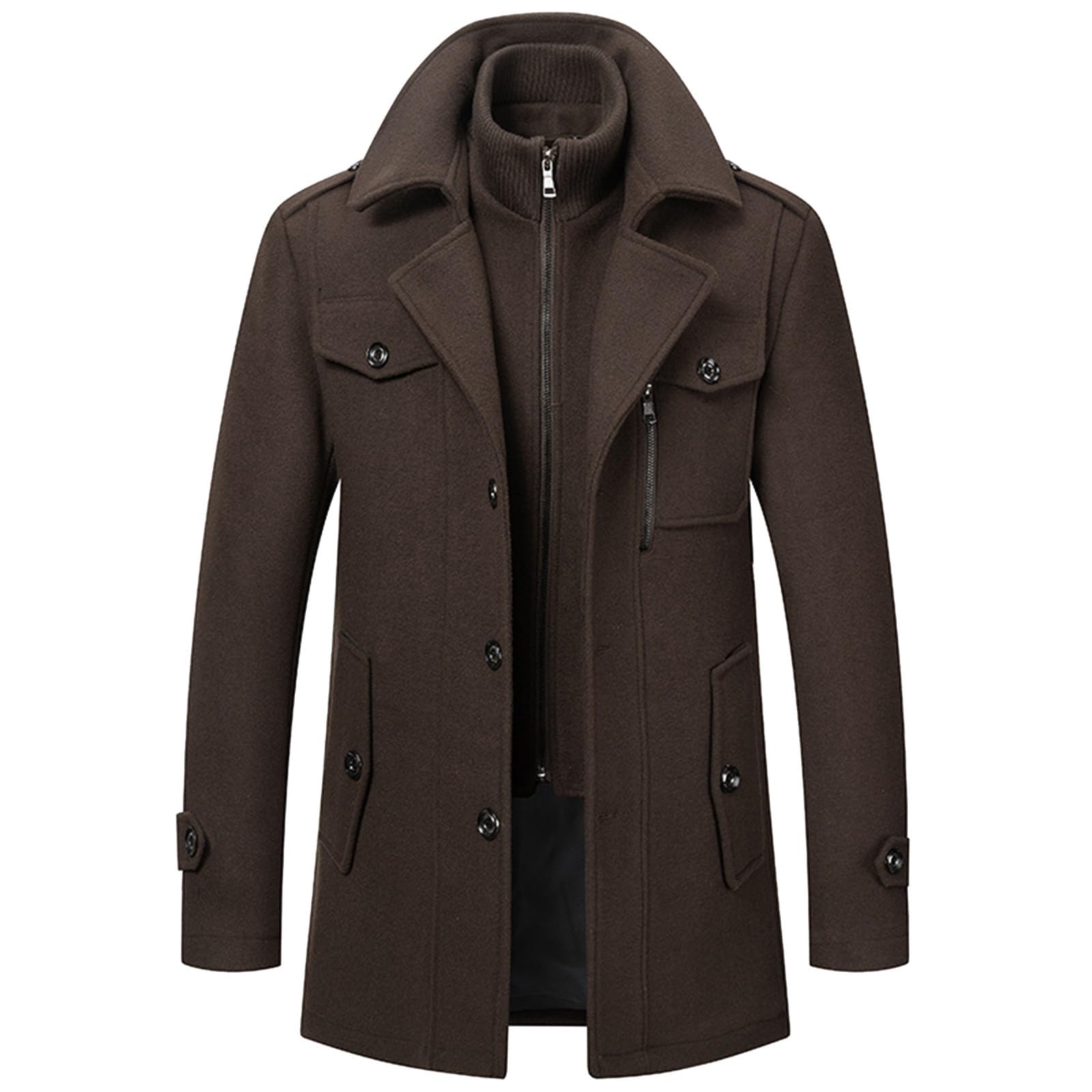 Chaqueta Hombre Chaqueta Chaqueta Con Cremallera Caliente Hombre Slim Abrigo De Invierno De Lana Para A Prueba De Viento Doble Espesador Ideal Para Negocios