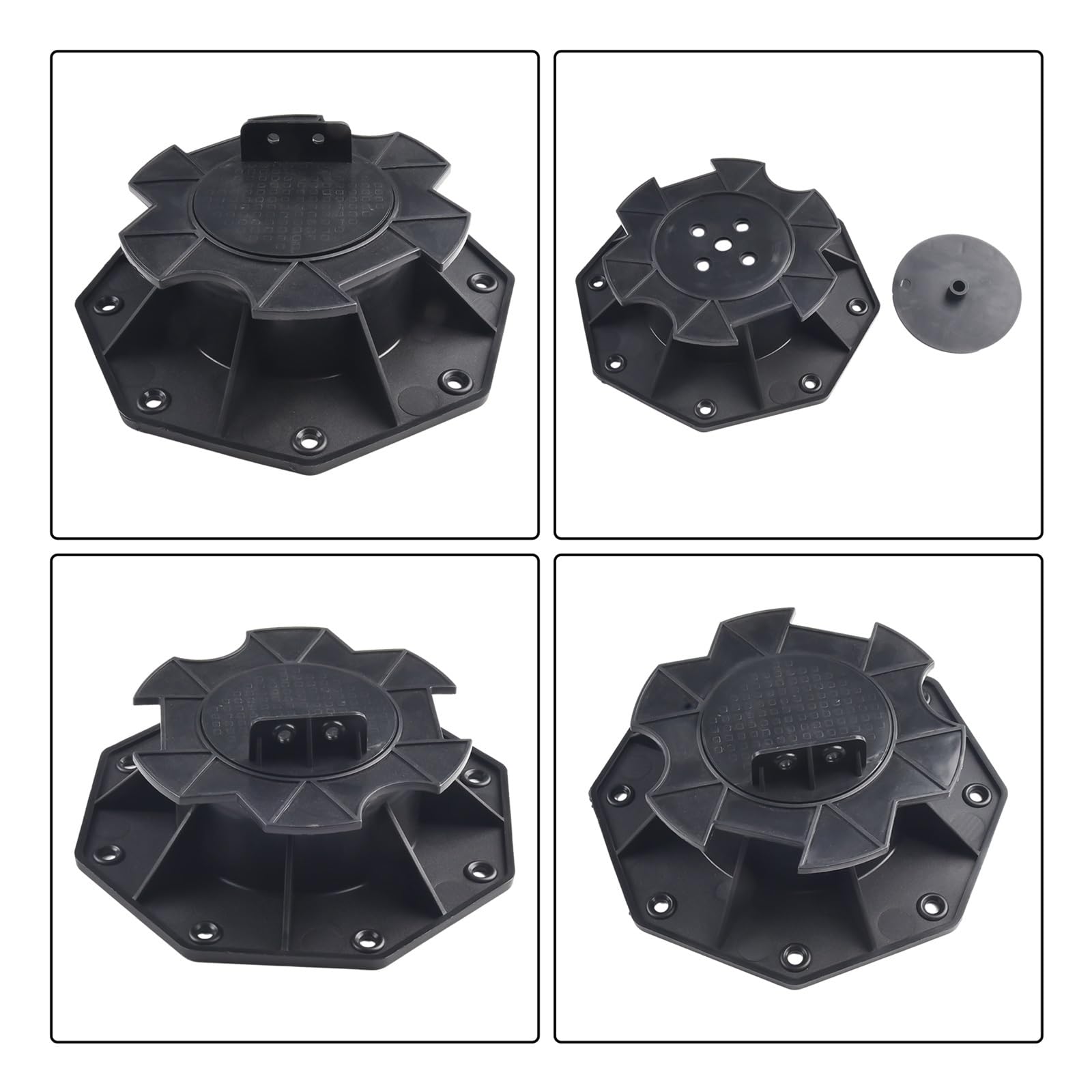 Terrassenständer, Decking Pedestal Adjustable Bracket For Terrace And Floor Heating Support Black 140-220mm