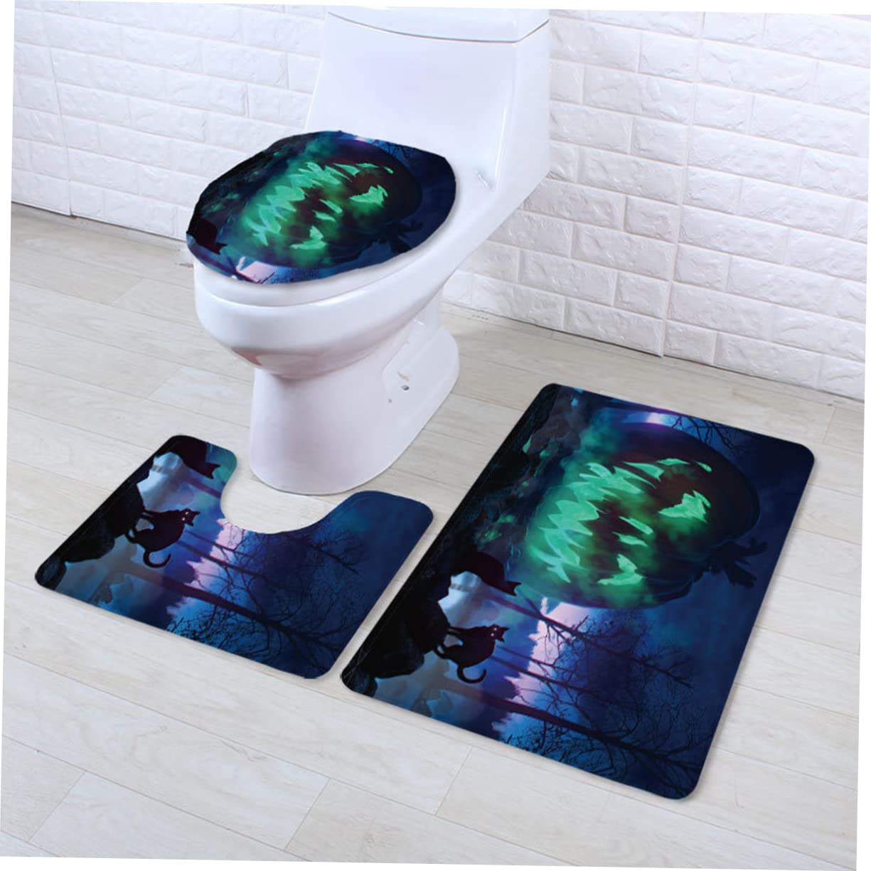MAGICLULU Set di 3 Tappetini Bagno Zucca Halloween in Poliestere