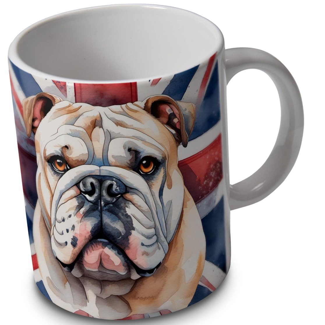 British Bulldog 10oz Ceramic Mug with Union Jack – Gift for Dog Lover