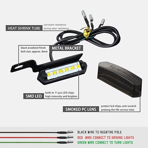 Miniatura 6 de Mini intermitentes LED intermitentes delanteros para motocicleta, intermitentes secuenciales delanteros de 3 cables con luces de carrera,
