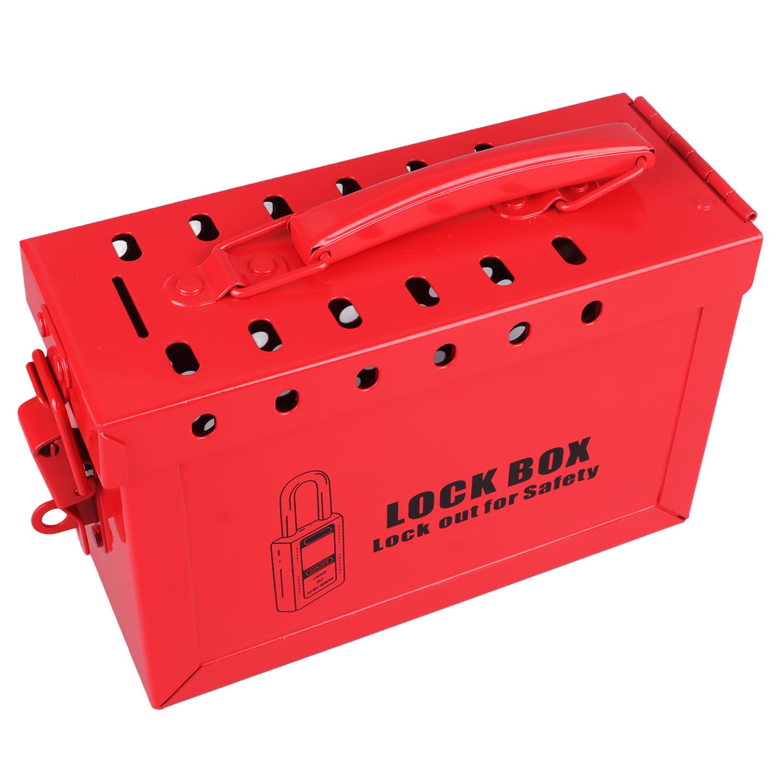 Caja de bloqueo con etiquetado y bloqueo Caja de acero portátil de 12 orificios para candado de seguridad, construcción robusta a prueba de impactos LOTO Group