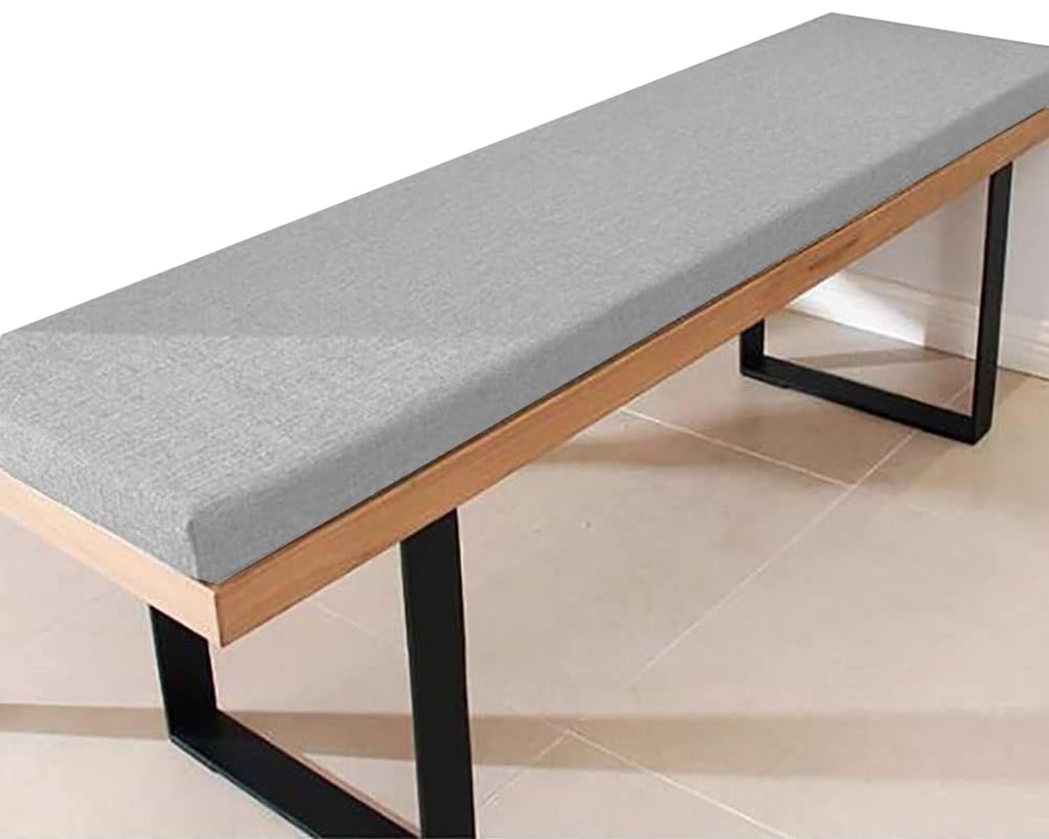 Coussin de banc de 5 cm d'épaisseur en fourrure gris anti assise dure