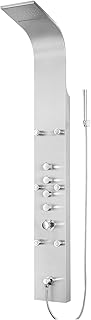 Luxus XXL Edelstahl Duschpaneel mit 6 Hydro Massagejets & Wasserfall, Thermostat