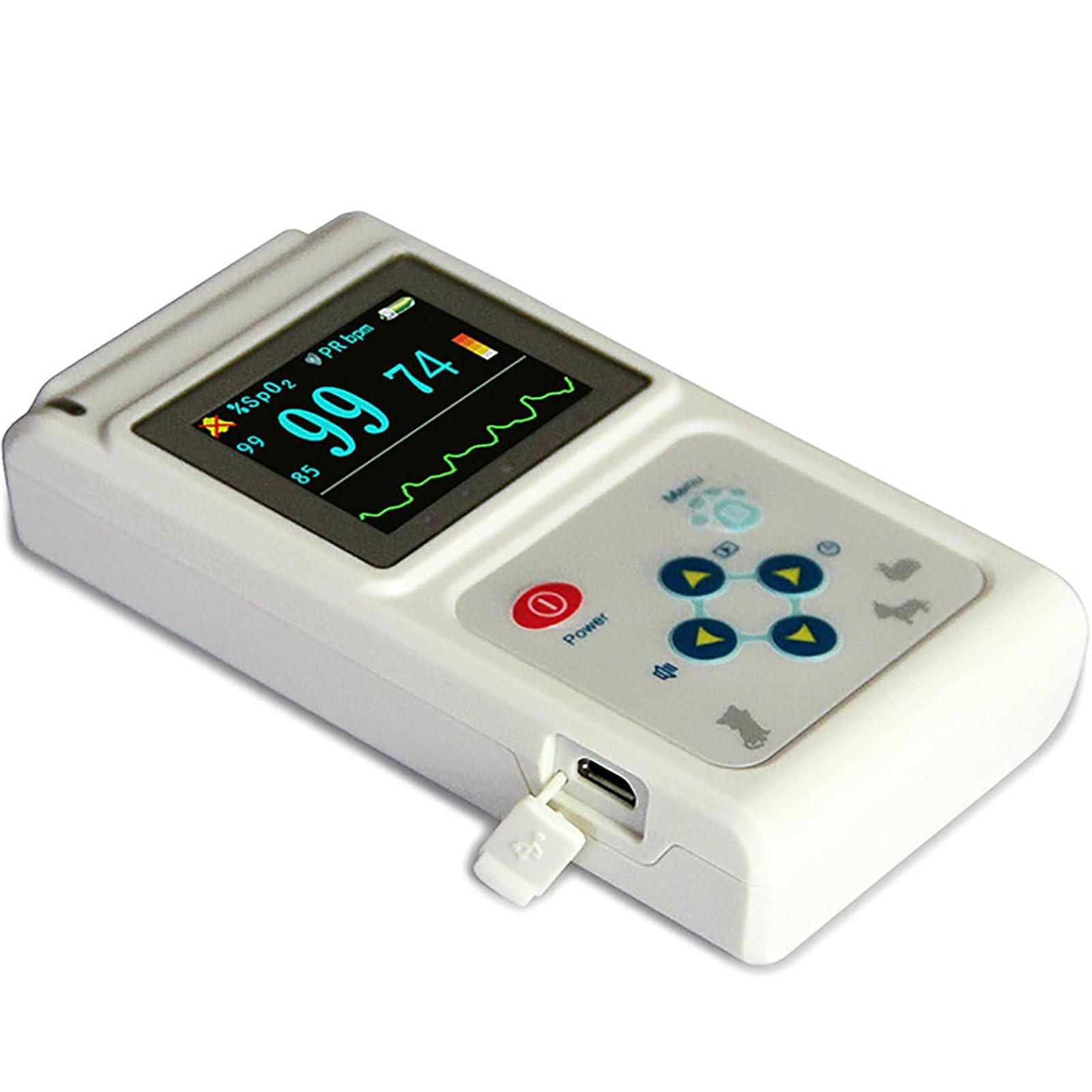 VeterinäRmedizinisches Arterielles BlutdruckmessgeräT, Haustier-Pulsoximeter, Herzfrequenzmesser Ohr/Zunge, Mit Sonde + USB-Kabel, Speicher- Und Wiedergabefunktion, FüR Katzen, Hunde