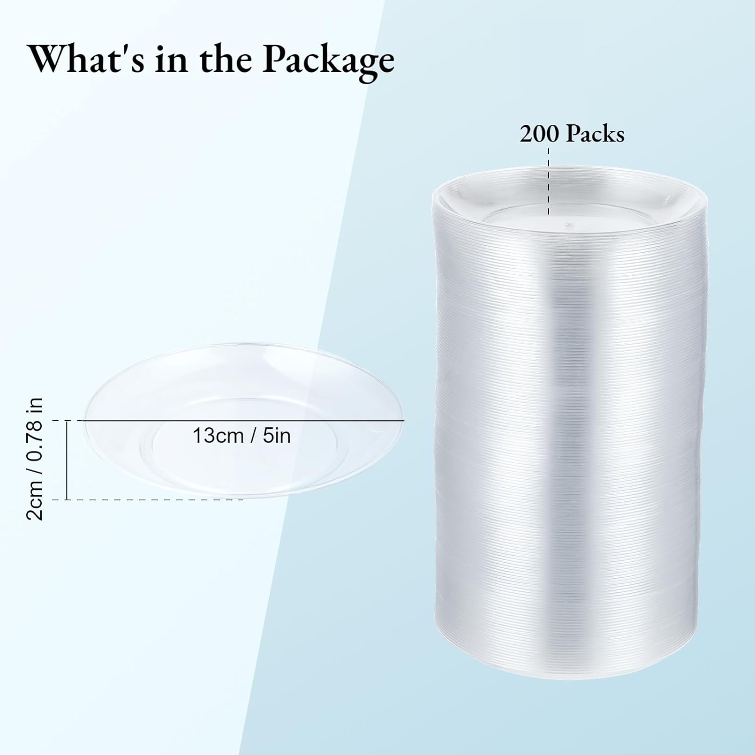 BATTIPAW 200 Pcs Clear Plastic Plates for Party, 5 inch Disposable Hard Plastic Dinner Plates Small Dessert/Salad Plates for Wedding Parties