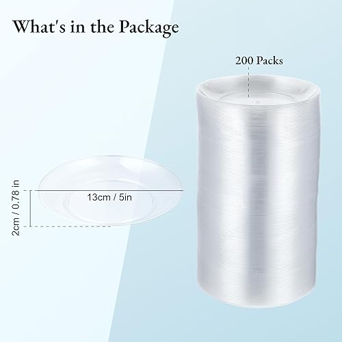 Miniatura 2 de BATTIPAW 200 platos de plástico transparente para fiestas, platos desechables de plástico duro de 5 pulgadas, platos pequeños de postreensalada para