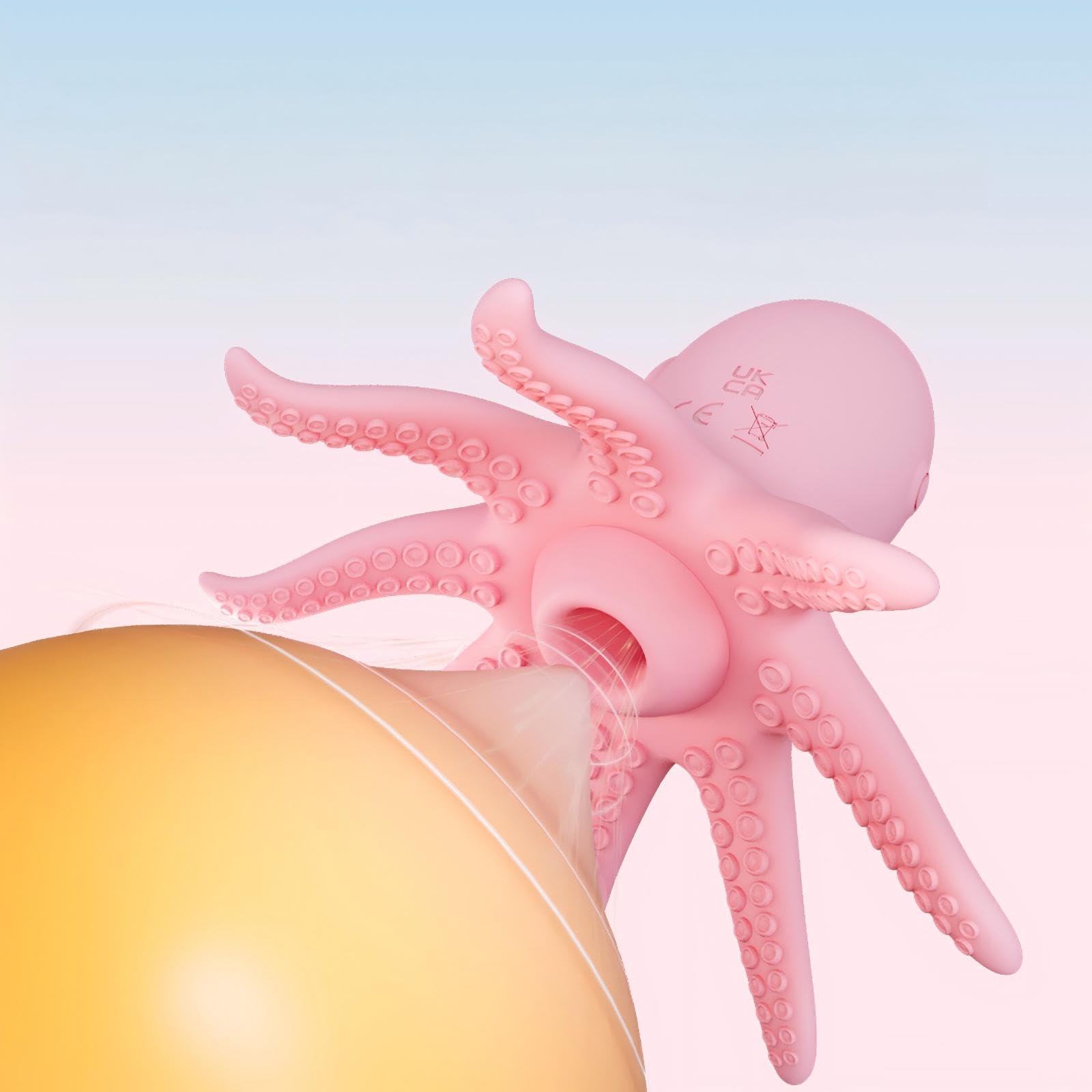 Vibrateur Femelle en Forme de Mamelon et de Clitoris en Forme de Pieuvre - Modèle Vibrant Rotatif/Suceur, Jouets Sexuels Intimes pour Les Couples (B)