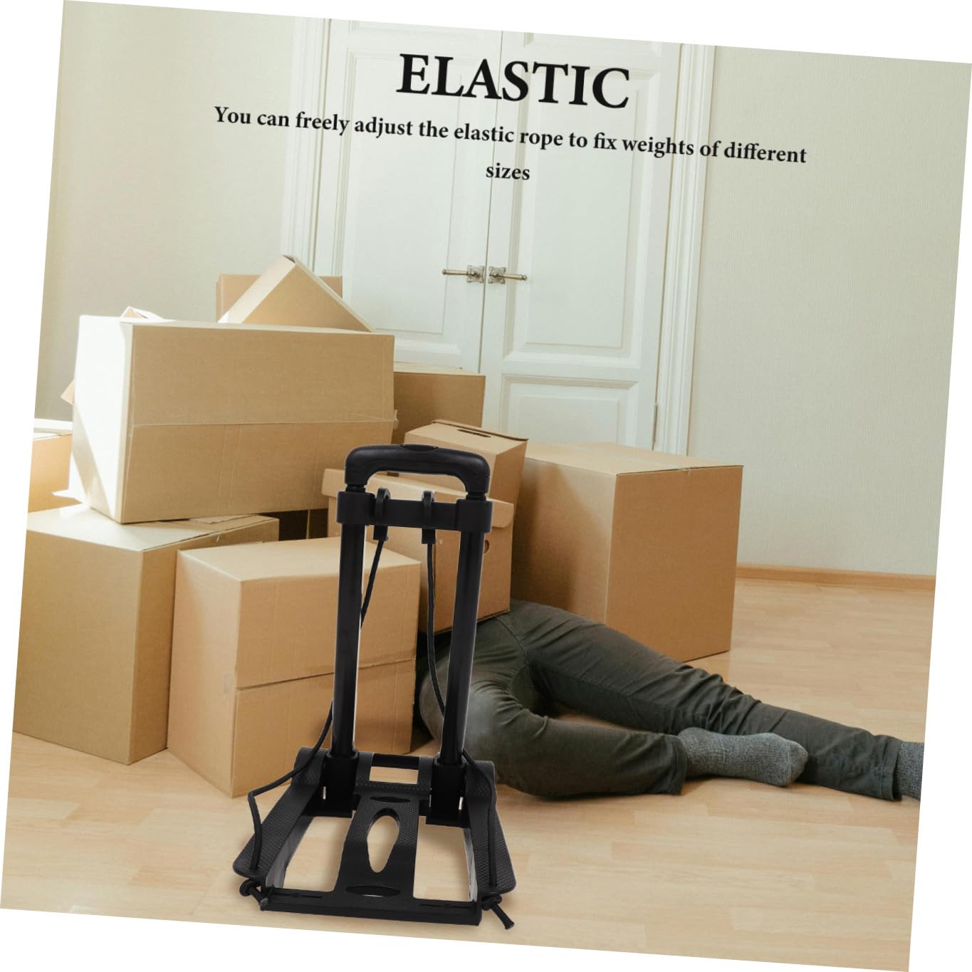 BESPORTBLE Carrito Plegable Portátil de 2 Ruedas Base de Plástico Reforzado y Cordón Elástico Ajustable Mini Trolley para Compras y Equipaje Compacto y Ligero para Viajes y Transporte