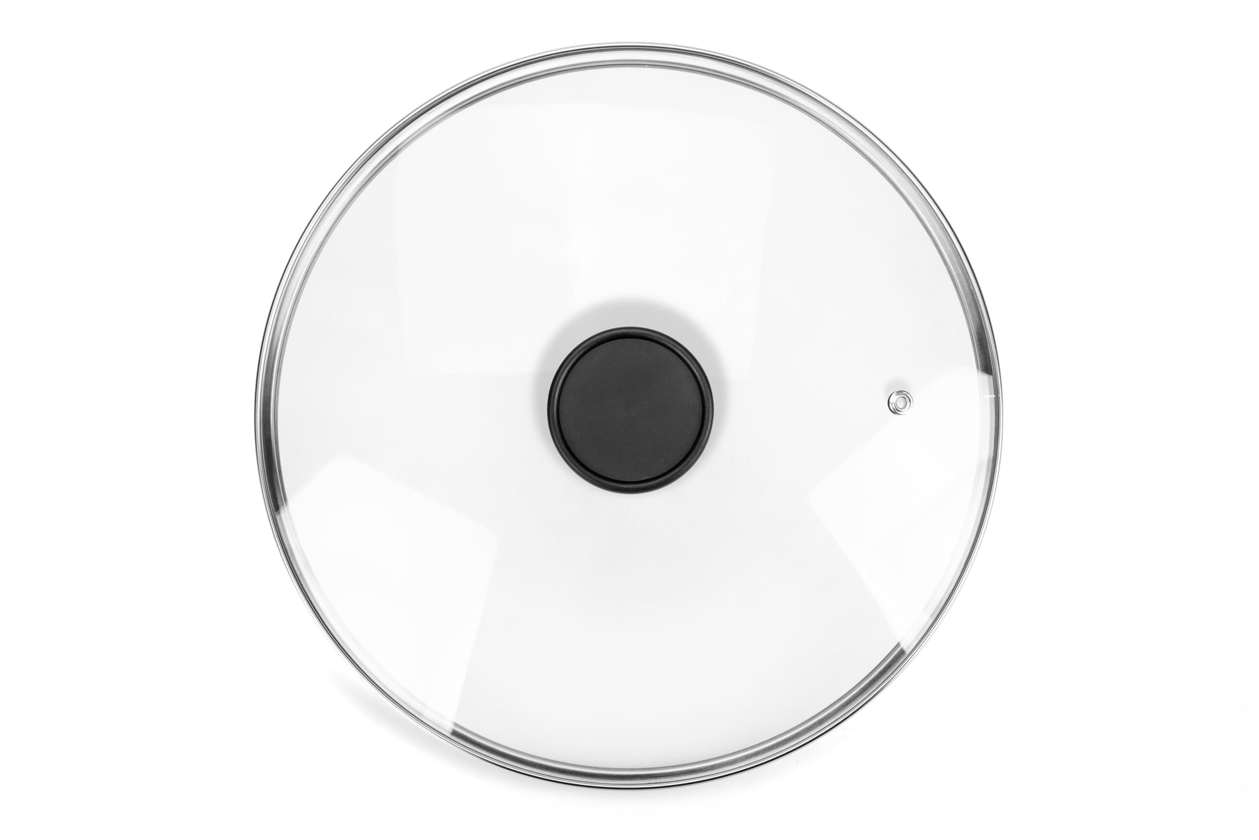 Alluflon Couvercle en Verre Trempé avec Rebord en Acier Inoxydable, Résistant aux Hautes Températures, Compatible Lave-Vaisselle, 24 cm