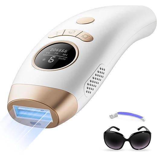 3 em 1 Depiladora de luz de pulso IPL, 9 níveis de energia, dispositivo indolor, remoção a laser profissional para mulheres e homens, corpo e rosto biquíni pernas axilas - 999.990 Flashes