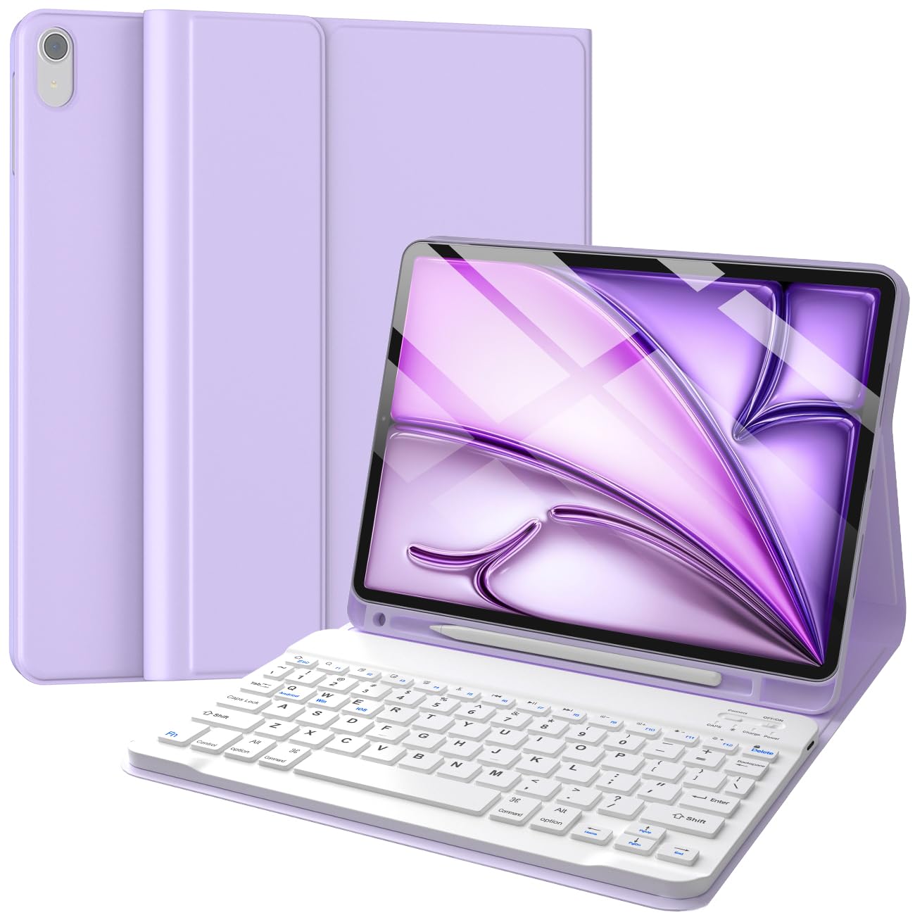 Keyboard Case for iPad Air 11-inch (M3 2025 / M2 2024) & iPad Air 5th 4th Generation, Wireless Detachable Keyboard with Pencil Holder for iPad Air 11