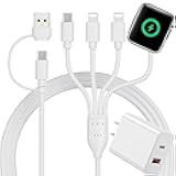4 in 2 Multi Charging Cable for Apple Watch Charger,PD20W USB C+A Charger Block Travel Essentials with L/Type C iWatch for iPhone 16 15 14 13 iWatch Series 10/9/8/7/6/5/4/3/2/1 Galaxy S23-4FT