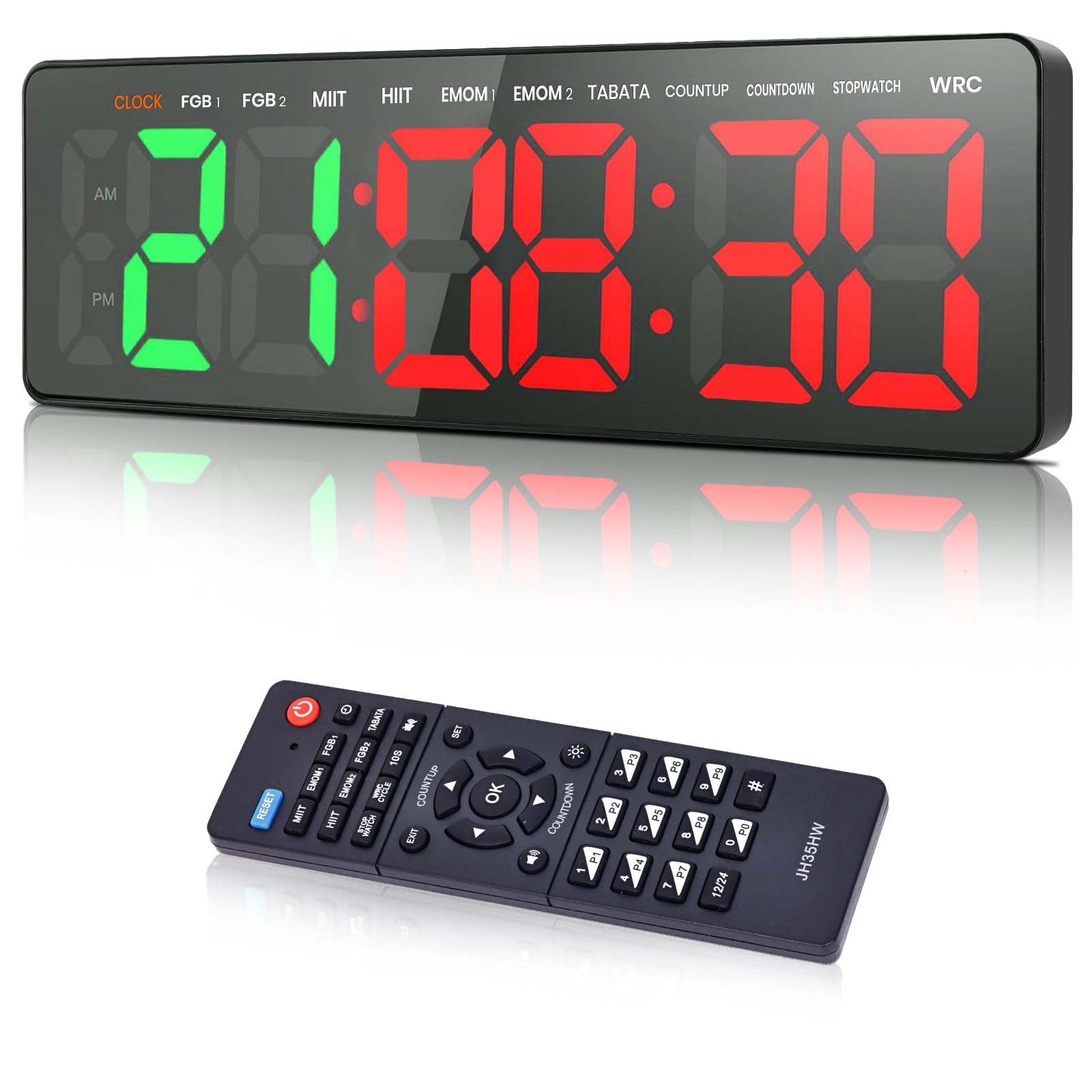 Palestra 16.5" Grande LED Timer Allenamento a Intervallo, Orologio da Parete Digitale Countdown Countup Cronometro, 3 Luminosità Volume Regolabile