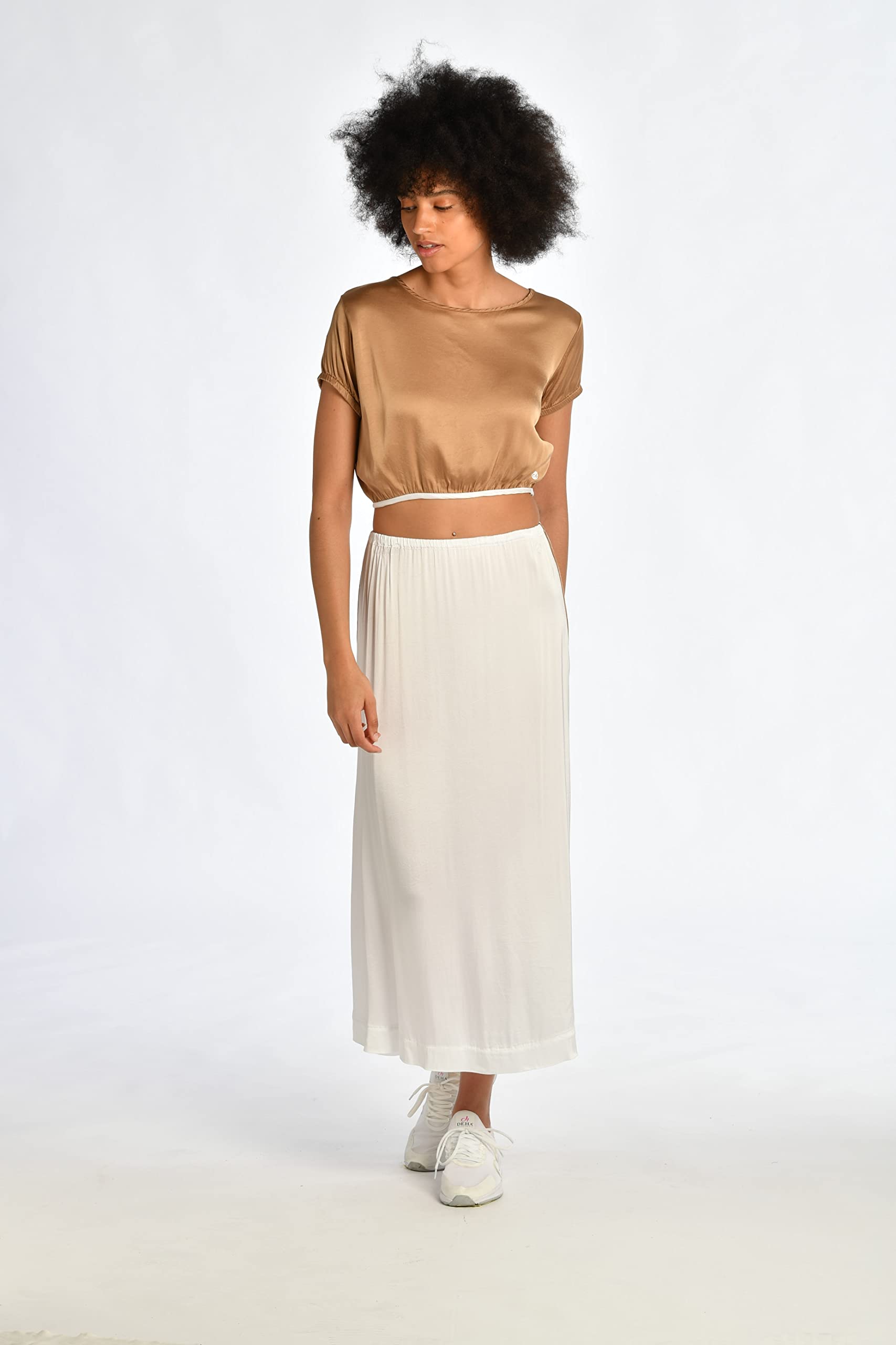 DEHA - Gonna Satin Long Skirt in Viscosa, con Elastico in Vita, per Donna