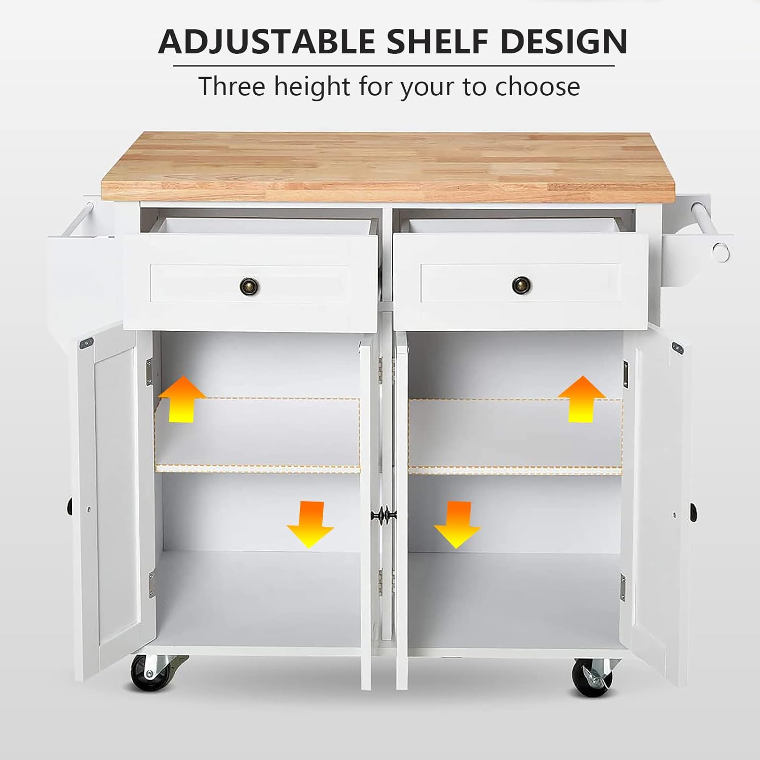 Buy Kitchen Island Cart with Drawers and Large Storage Rolling