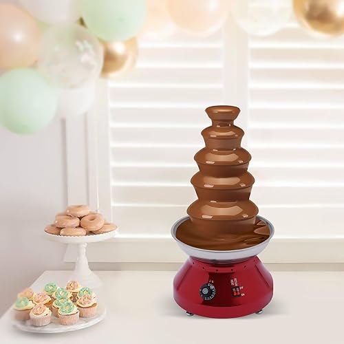 Miniatura 10 de Fuente de chocolate, torre comercial de fondue de chocolate caliente, 5 niveles, 7 libras, gran capacidad, máquina de calentamiento de fusión de