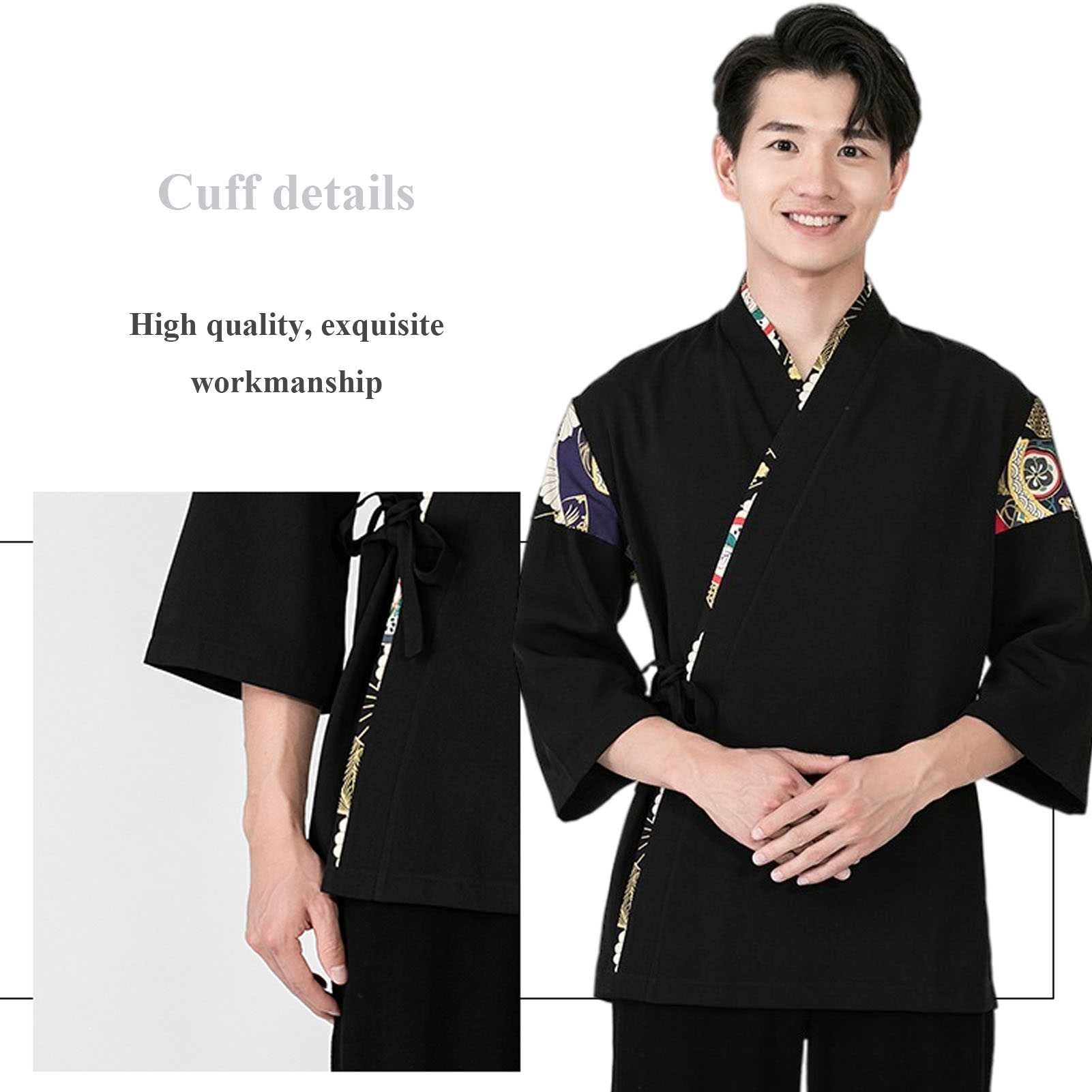 Kimono Kochjacke Herren Bäckerjacke Japanischer Stil Kellner Oben Arbeitskleidung Verschleißfest
