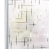 Privacy Window Film White Cross, Self Adhesive Frosted Window Film Removable Static Cling Decorative Glass Window Sticker No Glue UV Blocking Window Cling Blind for Office Kitchen 17.5x78.7inches