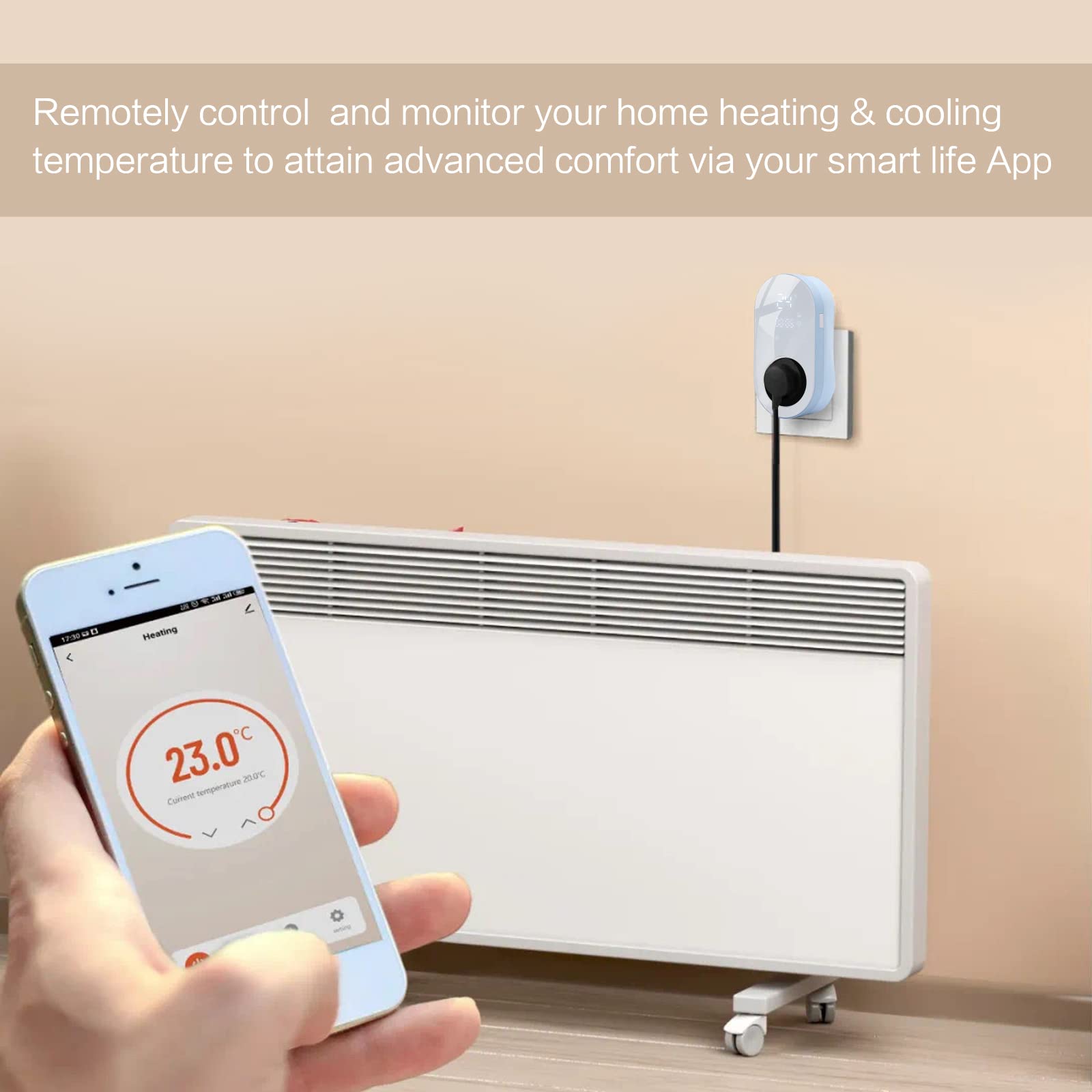 Presa Termostato Digitale di Raffreddamento e Riscaldamento, Termostato con Sonda，Presa con Termostato Wifi Alexa，Termostato Ambiente Programmabile,Cronotermostato Smart Wifi