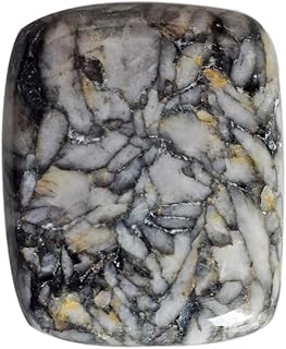 SilverO Natural Pinolith Rectangle Shape Cabochon Size 30x24x5 MM Loose Semi Precious Flat Back Side Pendant Jewelry Making Gemstone