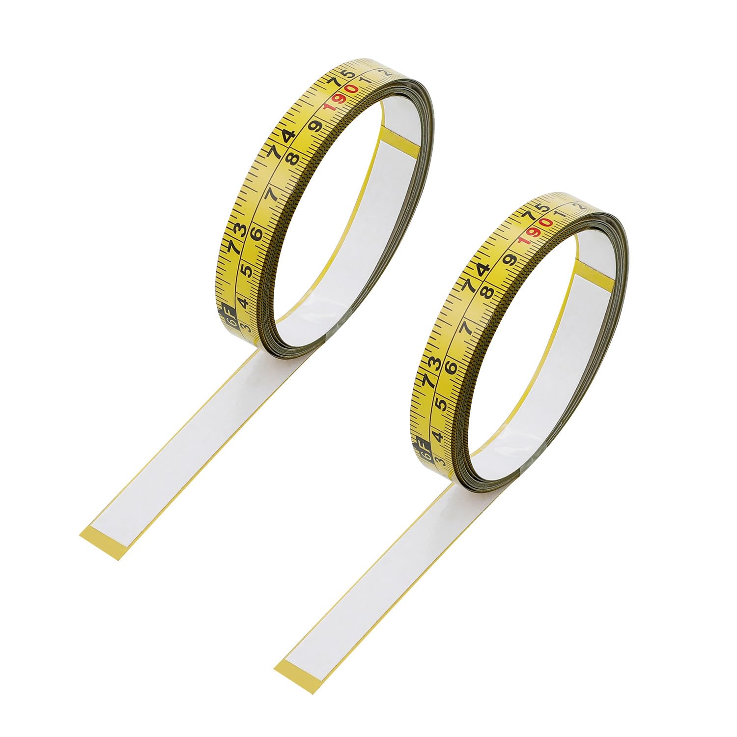 2Packs Steel Self-Adhesive Measuring Tape, 78-Inch or 200cm Imperial and Metric Scale Ruler Sticker, Left to Right Reading Tape Measure Sticker for Workbench, Woodworking, Saw, Drafting Table, Yellow