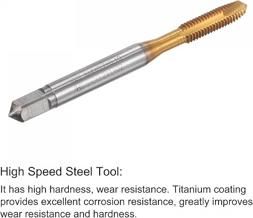 Vista 4 de uxcell Machos de punta en espiral, M4 x 0.7 + 0.1 métricas con revestimiento de titanio cobalto de alta velocidad, rosca de acero para fresar