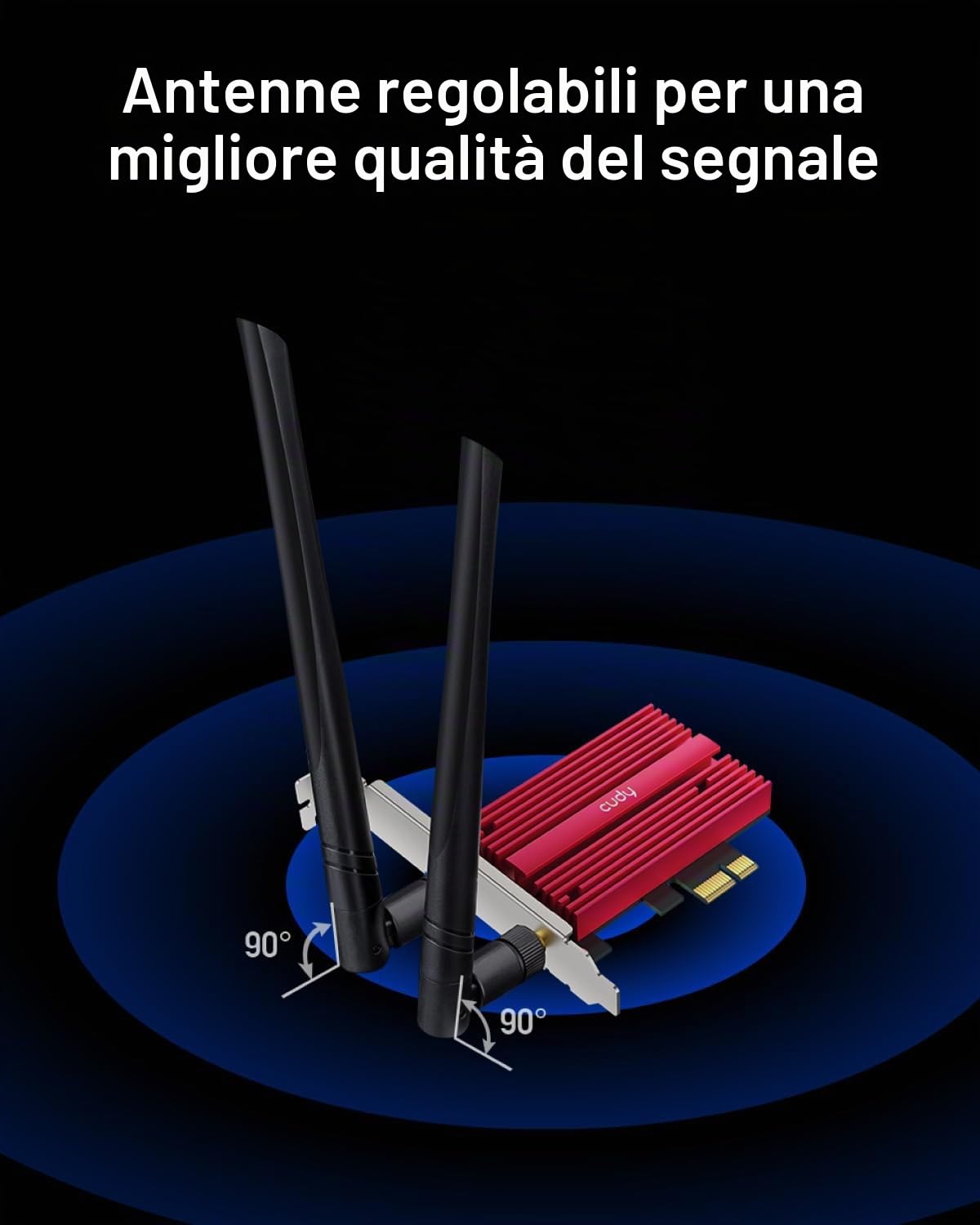 Cudy Scheda WiFi 7 BE9300 WE9300 PCIe WiFi per PC (Non compatibile con AMD), Adattatore Wireless Tri-Band 6GHz, Bluetooth 5.4, WPA3, Facile Installazione