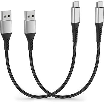 USB C Cable Short 30 cm Pack of 2 Nylon 0.3 m USB A to USB C Charging Cable 3A Type C with iPhone 17 16 15 Pro Max Galaxy S23 22 S21 S20 S10 S9 S8 Pixel Huawei