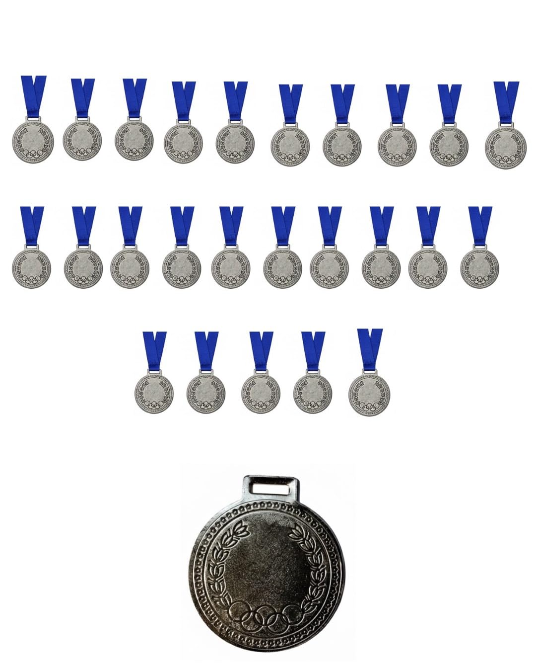 Pack of 25 Silver Medals (2.5 Inch) with Ribbons – Bulk Award Medals for Sports Events, School Competitions, Parties, Games & Prizes-picture-10
