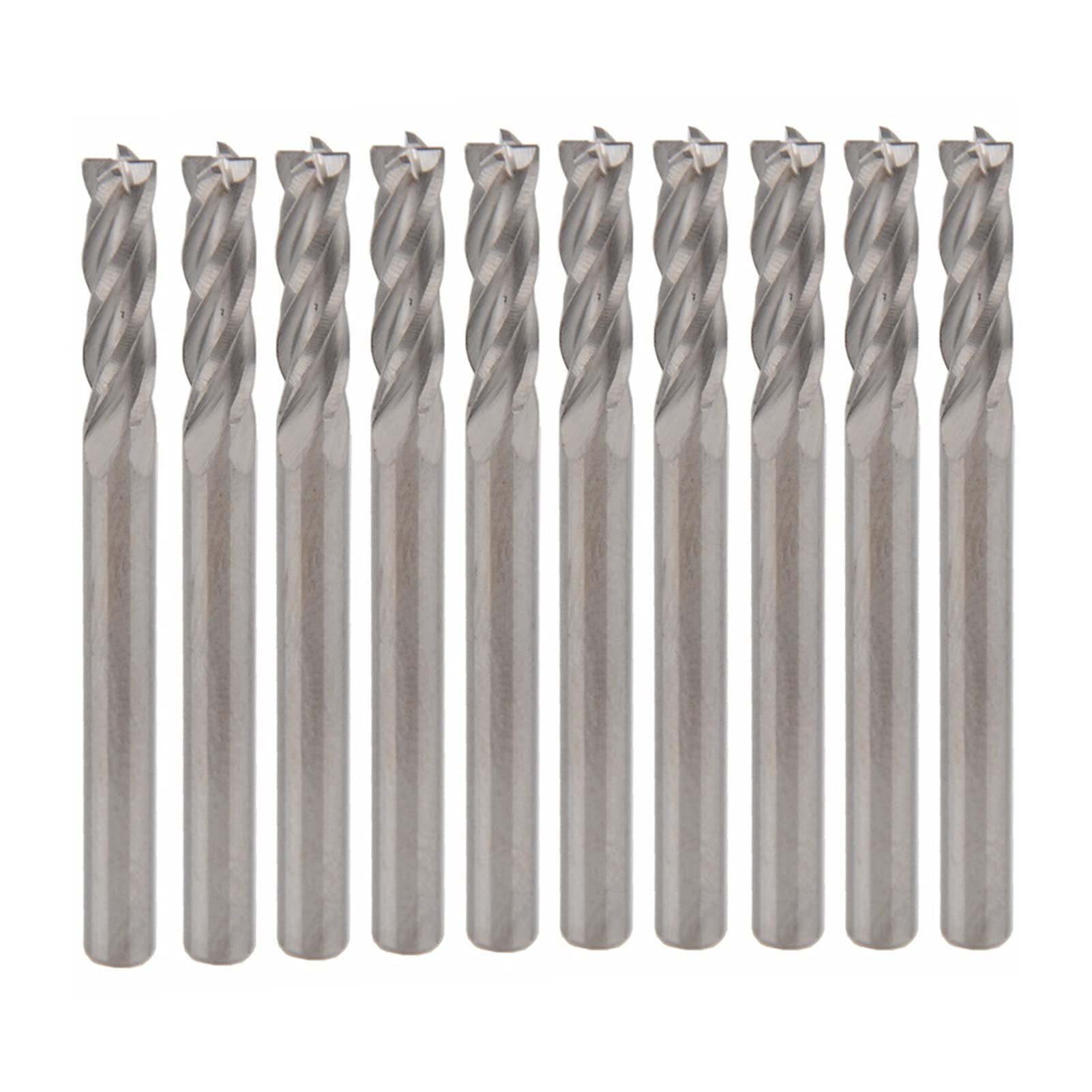 TBZOQAID 10pcs Carbide End Mill CNC 4 Flute Spiral Bit Cutter - 3.175 X 12mm