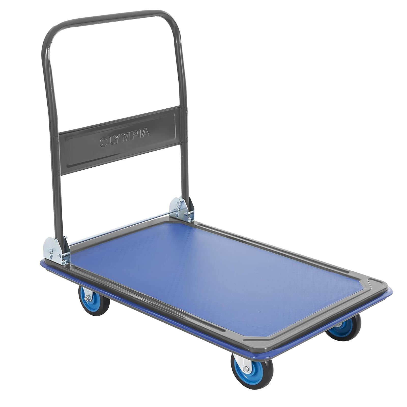 Foldable Push Cart Dolly - 600 Lb. Capacity Heavy Duty Platform Truck with 360° Swivel Wheels - Blue