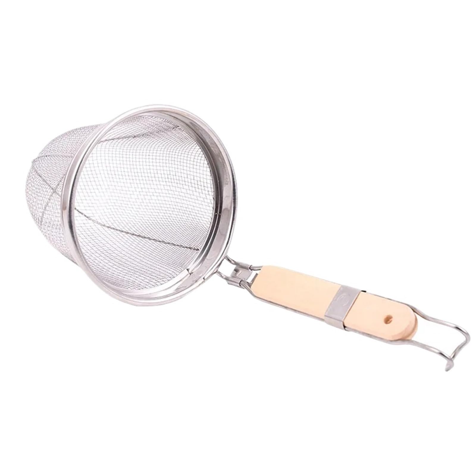 2 Stück Edelstahl-Küchensiebkorb, Drahtgeflecht, tiefer Skimmer, Spülen, Nudeln, Knödel, Lebensmittelsieb, Netzspinne mit langer Länge Für Lebensmittel