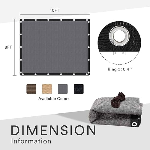 Miniatura 6 de VICLLAX Sombra 90% Tela para el sol, pantalla de privacidad con ojales reforzados para patio al aire libre, jardín, pérgola, toldo, 8 x 10 pies, gris