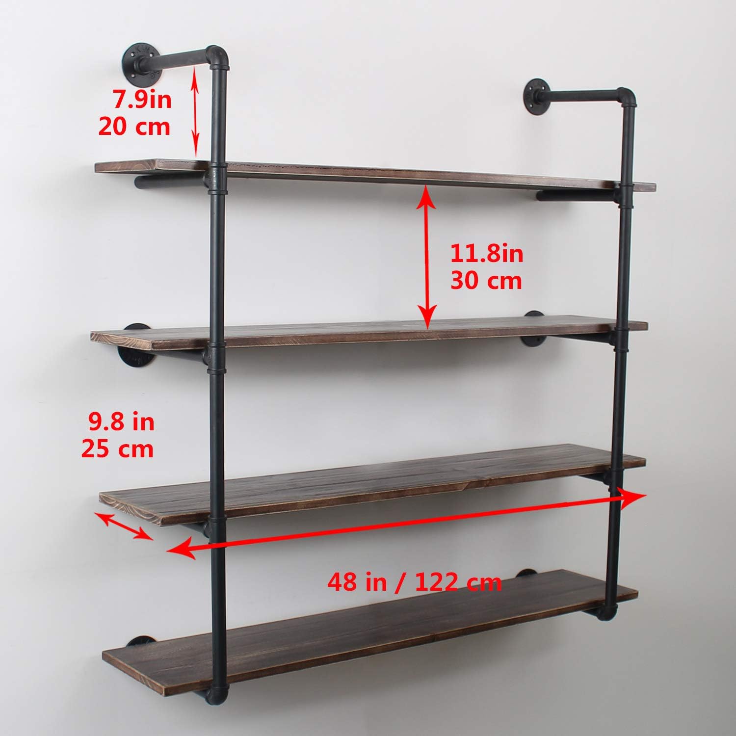 Blасk Frіdау Clеаrаnсе TOKIKA Rustic Floating Shelves with Wooden Shelves,4 Tiers Industrial Wall Shelf,Bookcase Wall Mounted,Iron Pipe Hung Bookshelf,DIY Storage Book Shelving,Display Rack(48 inch) Blасk Frіdау - 40% оƒƒ TOKIKA Rustic Floating Shelves with Wooden Shelves,4 Tiers Industrial Wall Shelf,Bookcase Wall Mounted,Iron Pipe Hung Bookshelf,DIY Storage Book Shelving,Display Rack(48 inch)