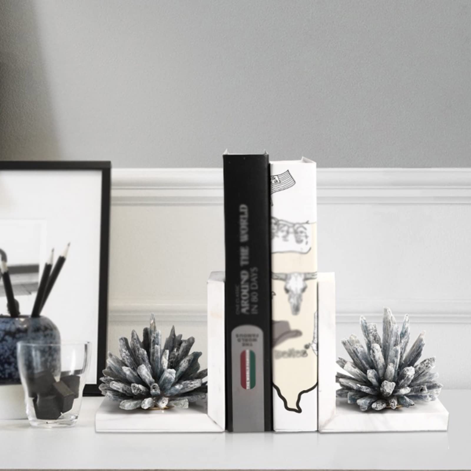 caihuashopping Wsparcie książek metal marmur książka książki dekoracja nowoczesny dom biuro półka organizer i miłośnicy książek prezenty końcówki książki na regały (kolor: A-2)