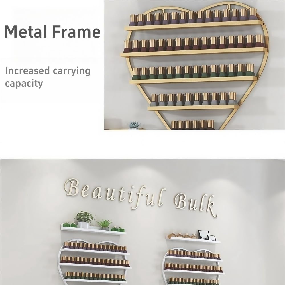 Organizzatore per smalti in Metallo, espositore a Parete a Forma di Cuore con Supporto SD, Adatto per saloni di Bellezza e Centri estetici (Bianco, Extra Piccolo).