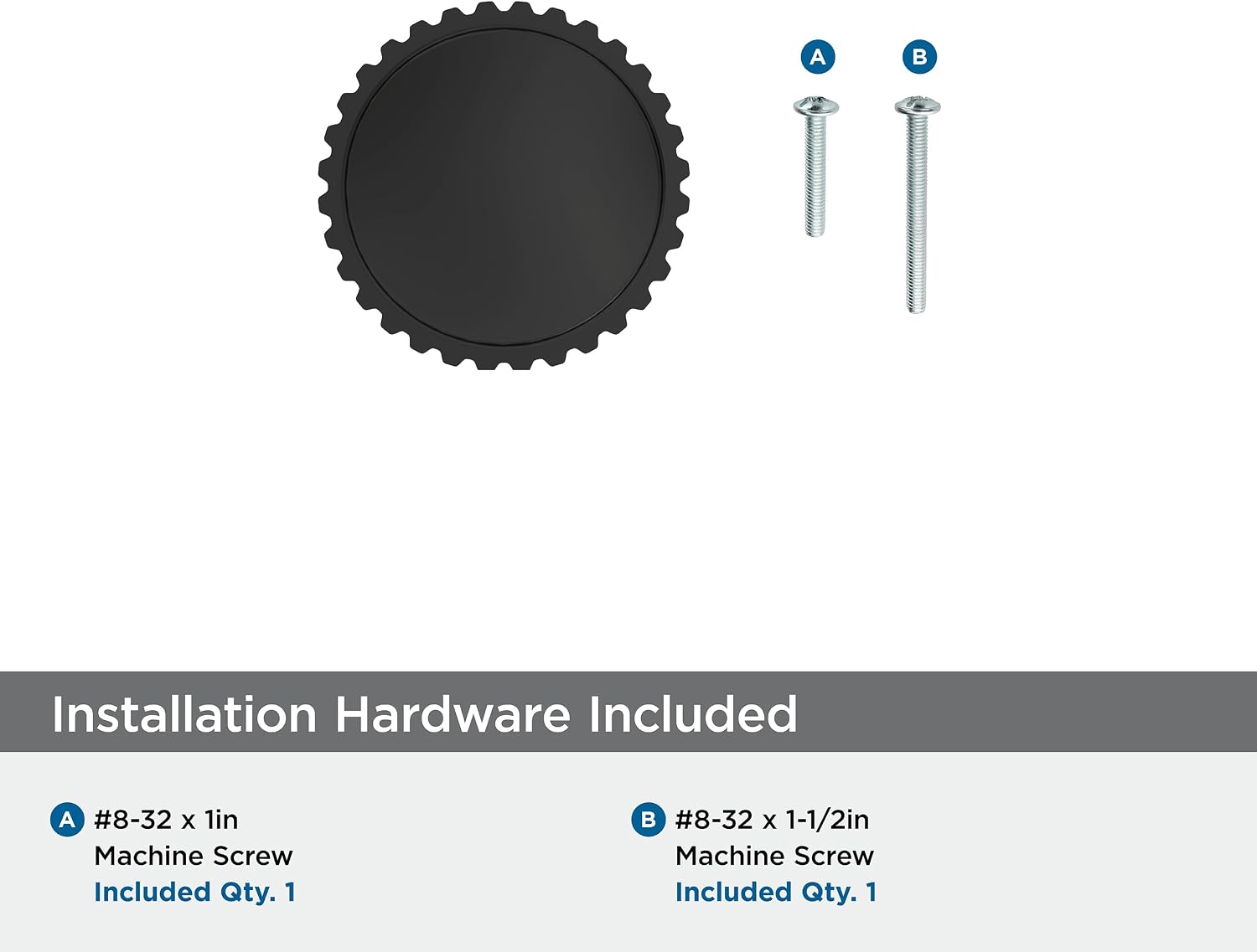 Amerock Farewind 1-1/4 inch (32mm) Diameter Matte Black Cabinet Knob, BP37800MB
