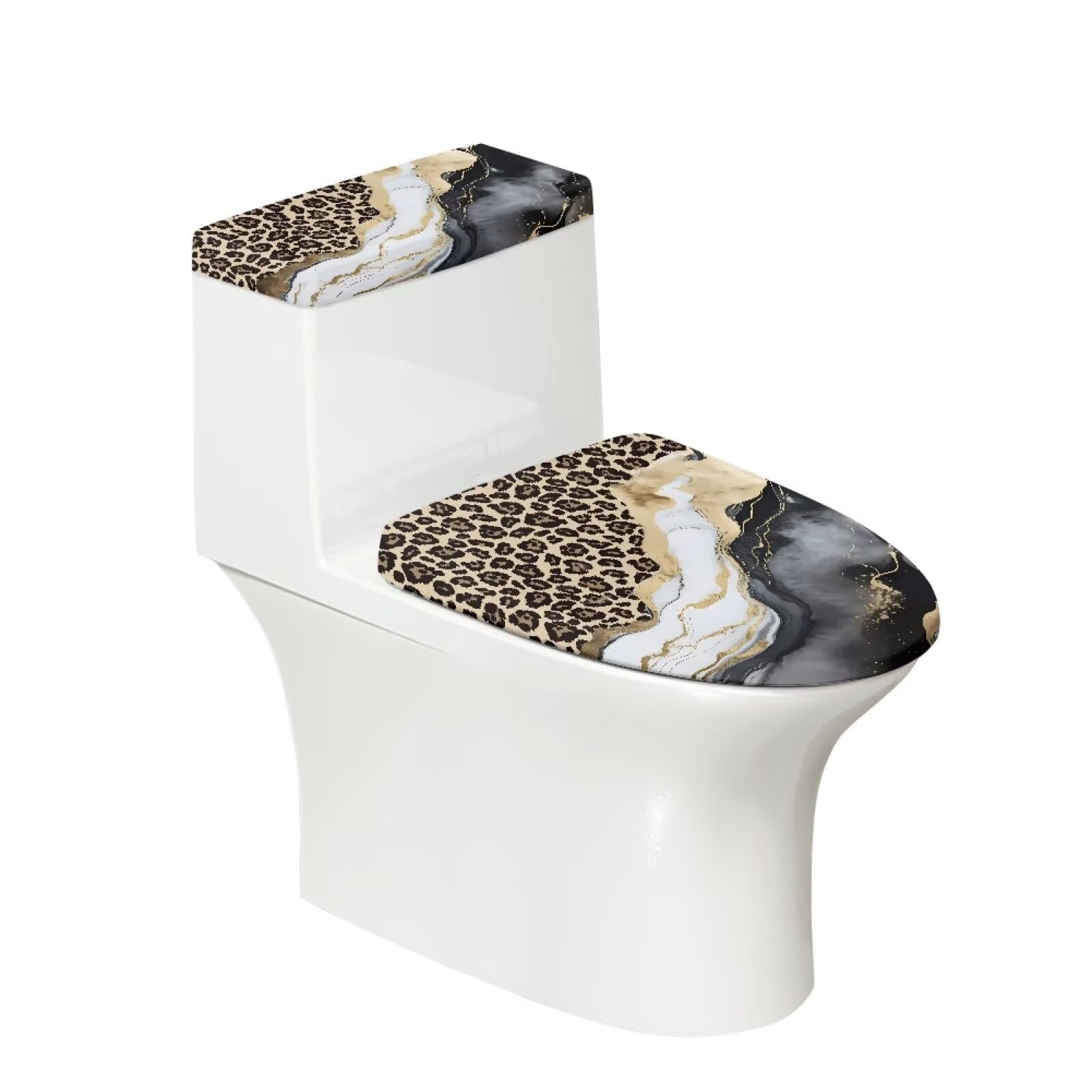 ASQVTIFE Toilet Tank Cover Black Toilet Lid Cover Leopard Print Toilet Seat Lid Cover Marble Bathroom Set Toilet Lid Cover and Toilet Tank Cover Toilet Tank Covers for Bathroom Toilet Tank Dust Cover