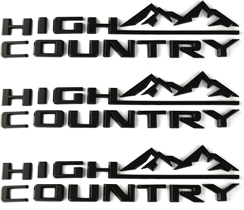 3X 2019-2023 Tahoe Silverado High Country Fender - Emblema 3D de repuesto para puerta trasera (negro mate)