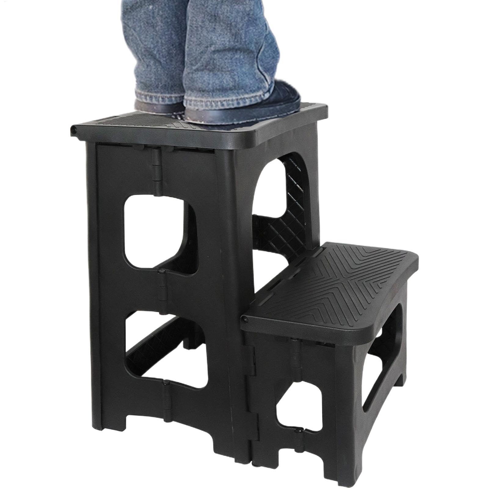 Escalera De Mano Plegable De 2 Escalones Taburete Plegable, Estable Y