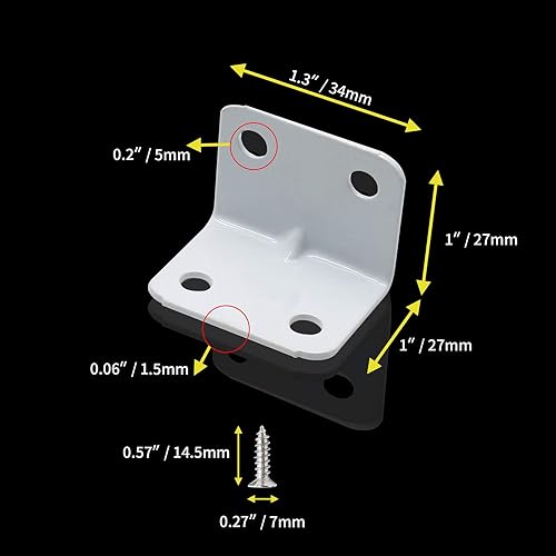 Miniatura 10 de Jiozermi 12 soportes de esquina en forma de L, soporte de estante de 1.0 x 1.0 x 1.3in, soporte de estante de ángulo recto de 90 grados, soporte de