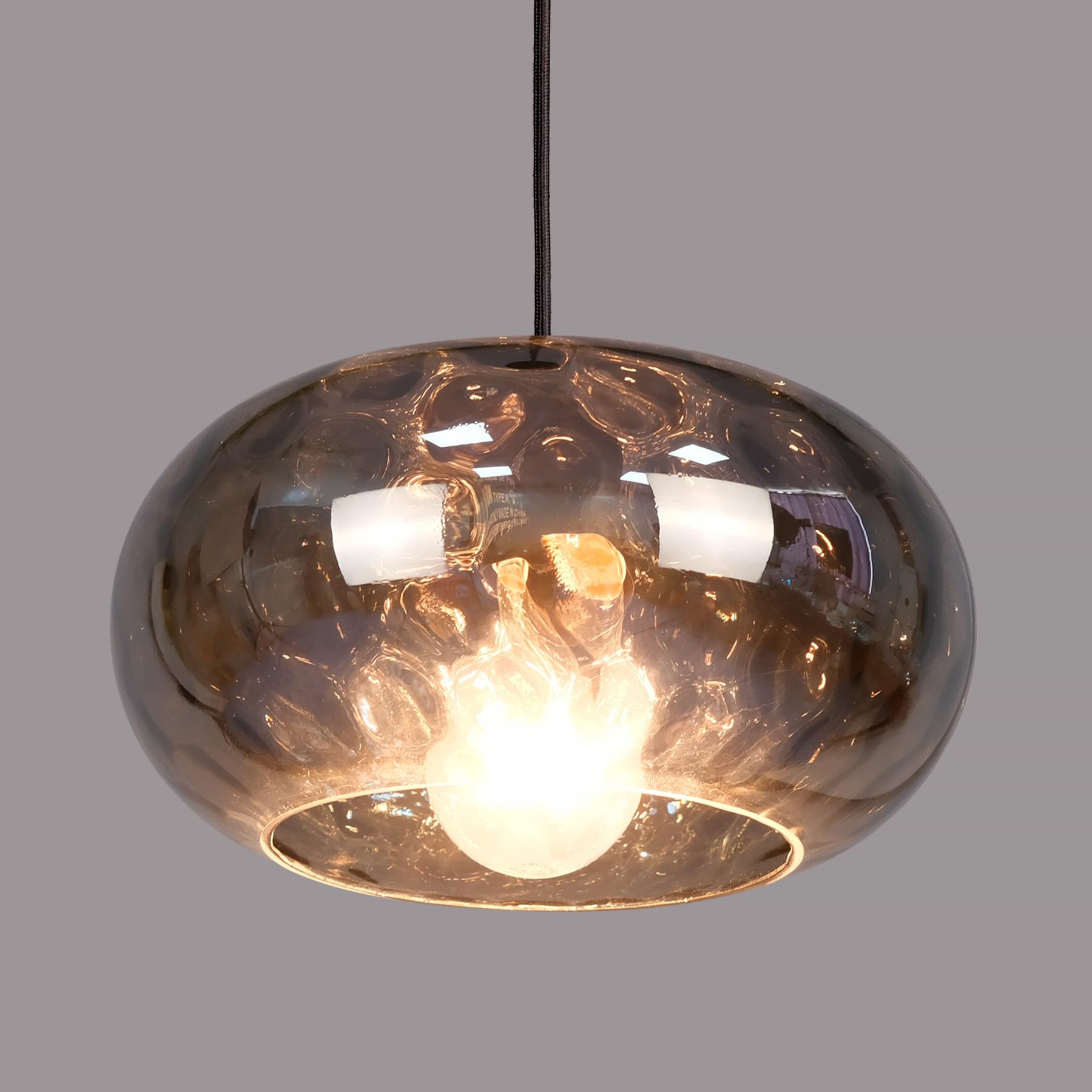 Pantalla de vidrio martillado ahumado de repuesto para luces colgantes E26, candelabros, lámparas de pie de escritorio de mesa y apliques de pared, pantalla gris de 11 pulgadas para luz de 4