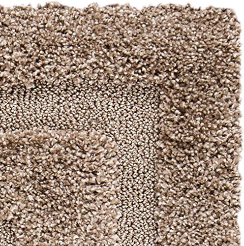 Image of (Pack of 2 Rectangular Box Shaggy Carpet for Living Room, Bedroom, High Low Design Finish Microfiber 1.8 Inch Pile High, 2x4 Feet Runner Beige|Beige Color