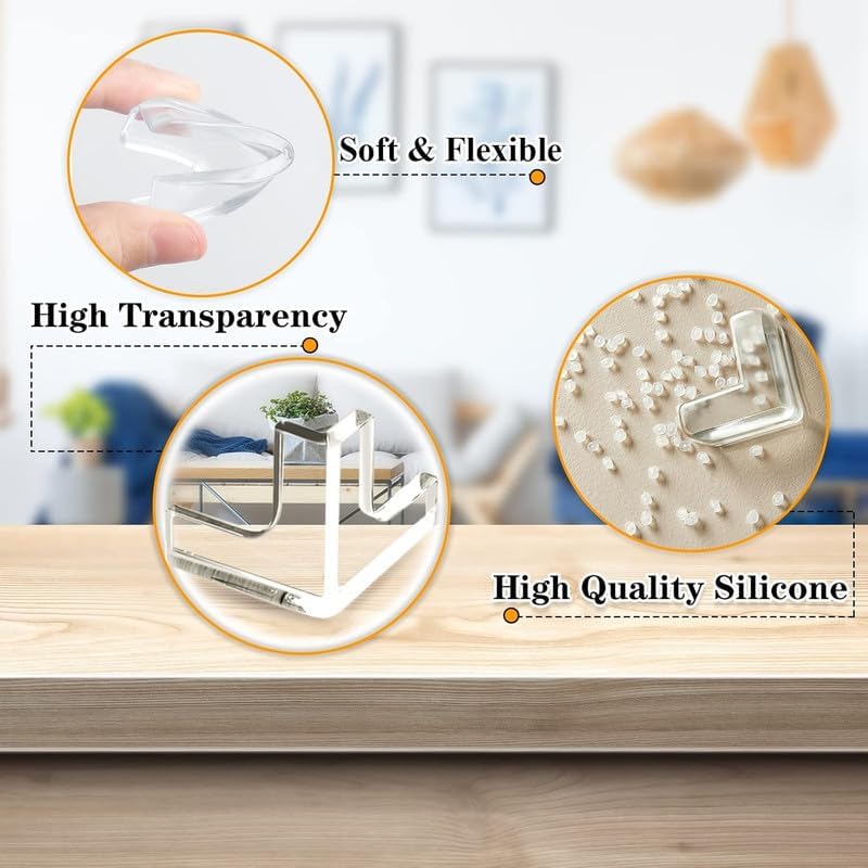 Image of Transparent Silicone Corner Protectors for Baby Proofing | Soft Edge and Corner Guards for Tables, Beds and Furniture | Child Safety Cushion Pads for Sharp Edges (12 Pcs T-Shape)