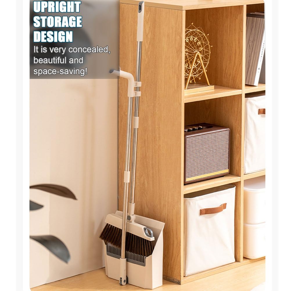 2er-Pack Besen mit Kehrschaufel, Kombi-Set, Um 180 Grad drehbarer Besen mit Kehrschaufelzähnen für Tierhaare, Store Sweep-Set für drinnen und draußen, Zuhause, Küche, Lobby, Büro