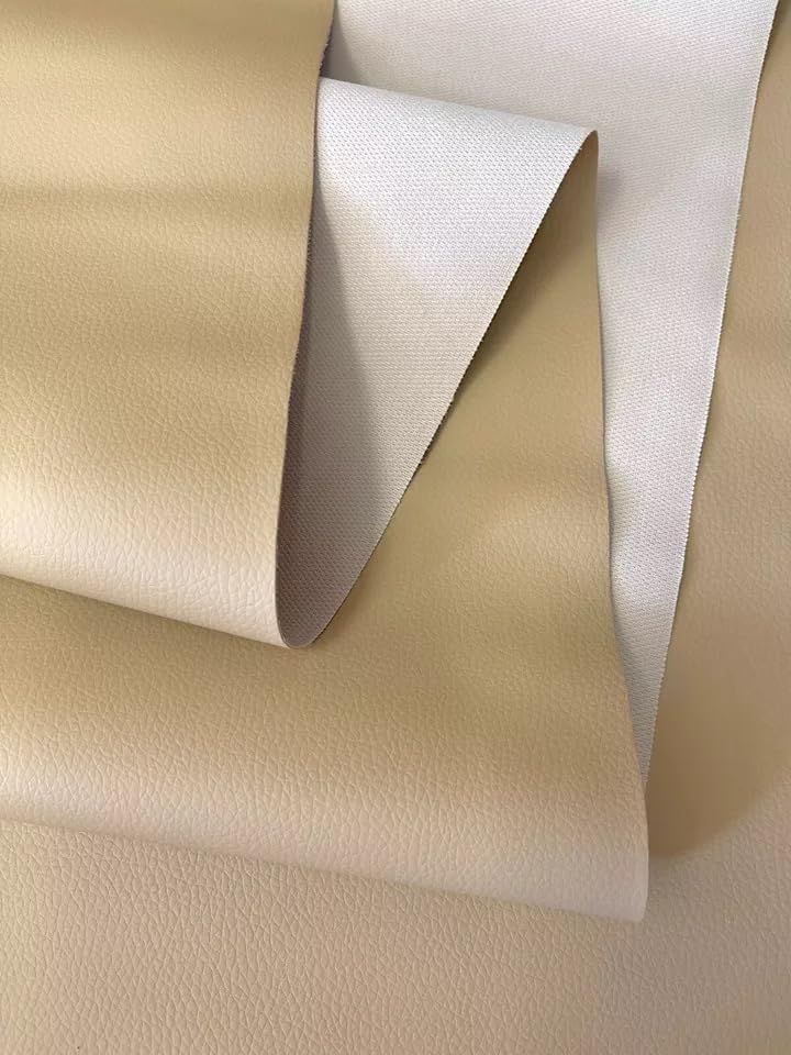 by The Yard Vinyl Fabric Faux Leather Automotive Car Upholstery 56" Wide Continuous by Yard (Beige)