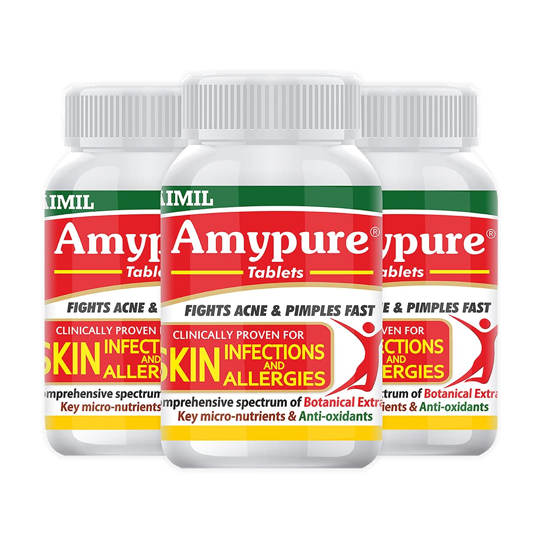AIMIL Amypure Tablets - 100 Tablets (Pack of 3) | Ayurvedic Blood Purifier | For Bacterial & Fungal Skin Infections and Allergies (B093T9WH13) Amazon Price History, Amazon Price Tracker