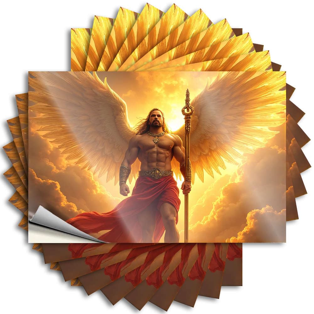 A Muscular Figure with Large Wings Stands Against A Dramatic Sky. Tattoo Guest | Optical Illusion Bumper Removable Decal Pack(12X18CM)
